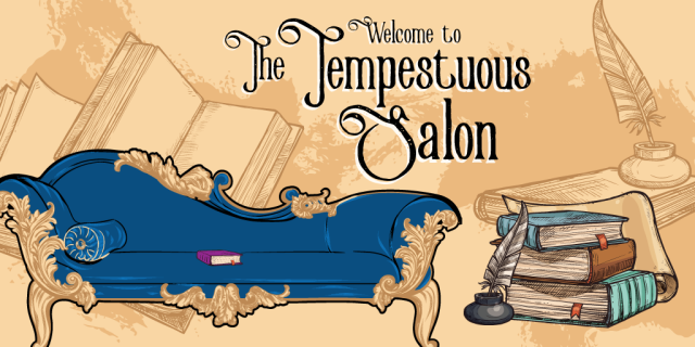 The Tempestuous Salon logo showing a fancy divan and books